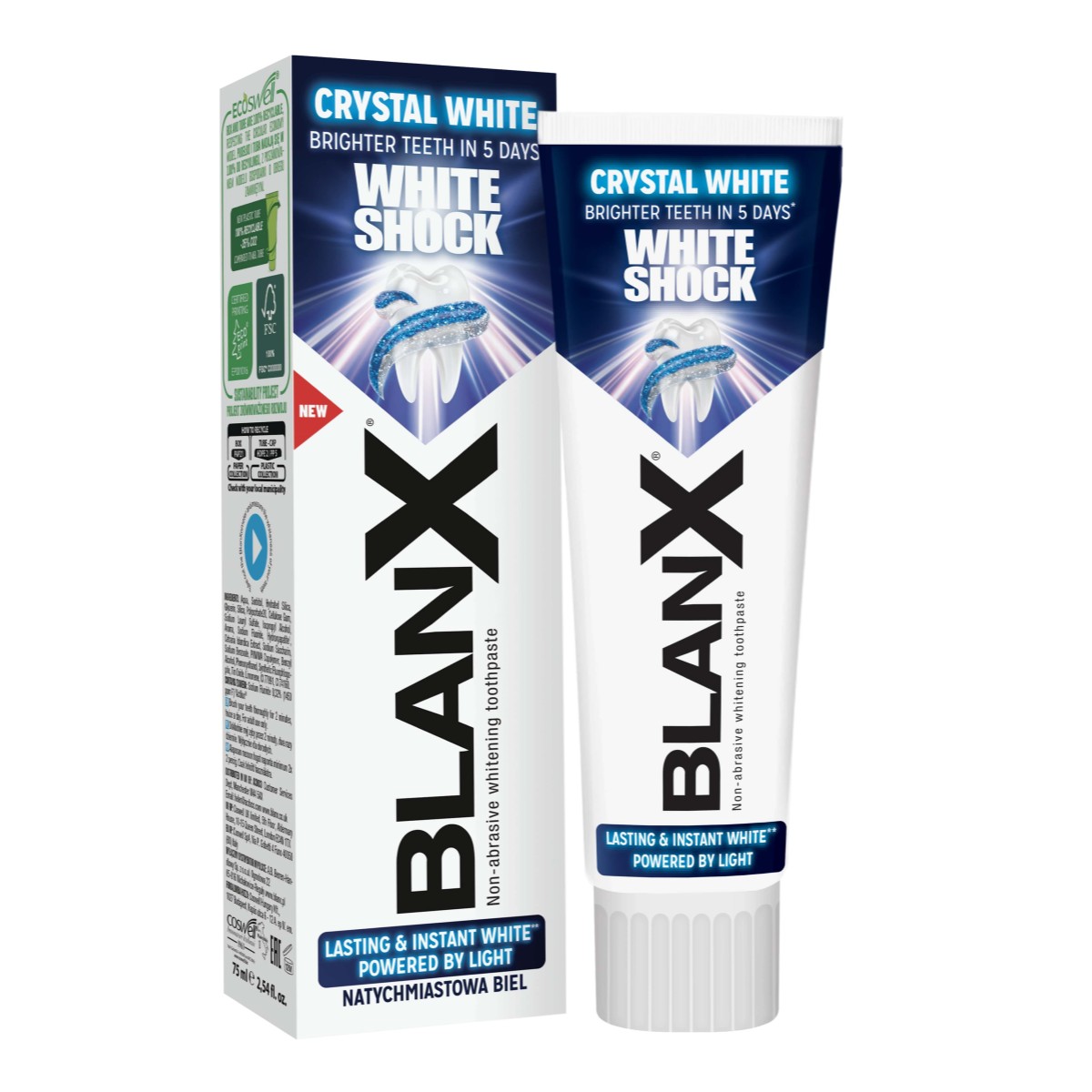 Blanx White Shock Instant White/Бланкс Вайт Шок зубная паста – мгновенное отбеливание зубов, 75 мл