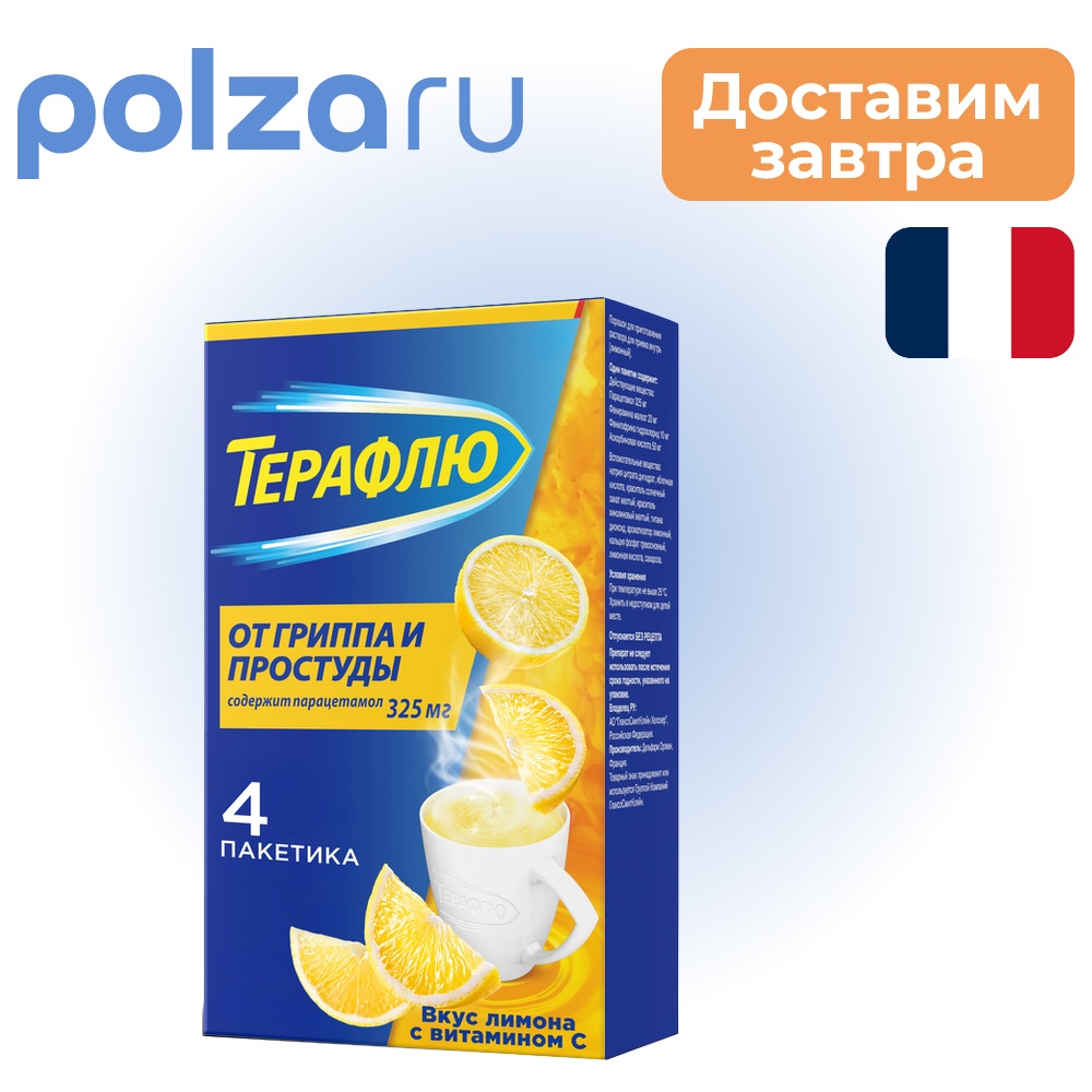 

Терафлю, порошок, 325 мг+20 мг+10 мг+50 мг