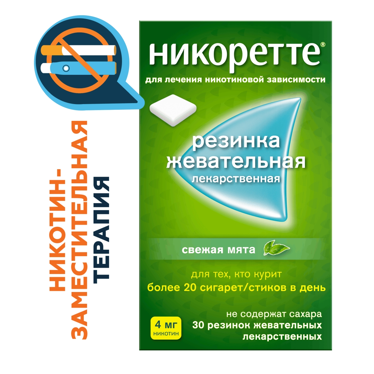 

Никоретте, жевательная резинка, 4 мг