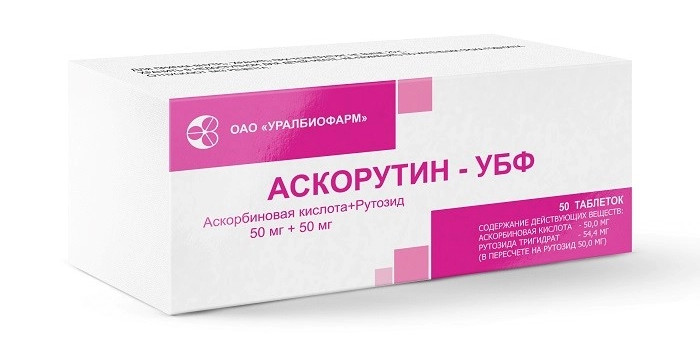 Аскорутин-УБФ, таблетки 50 мг +50 мг, 50 шт. аскорутин таблетки 50шт