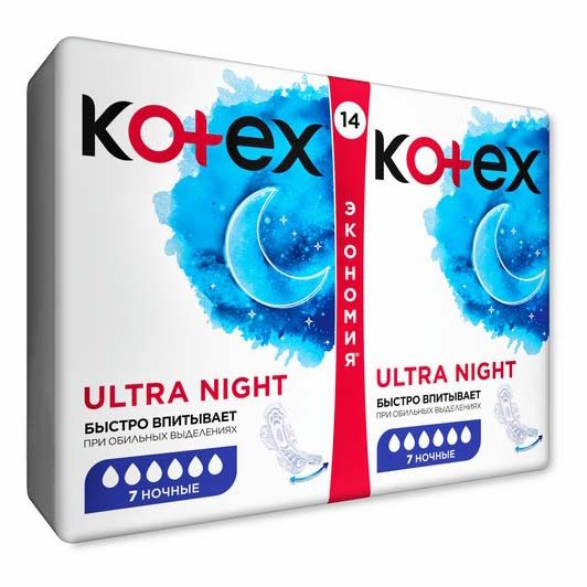 Kotex Ultra Night, прокладки, 14 шт.