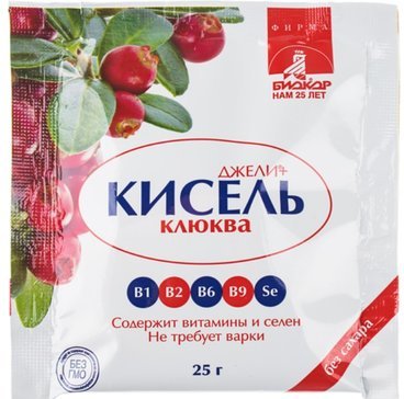 Джели+ кисель 25г клюква без сахара