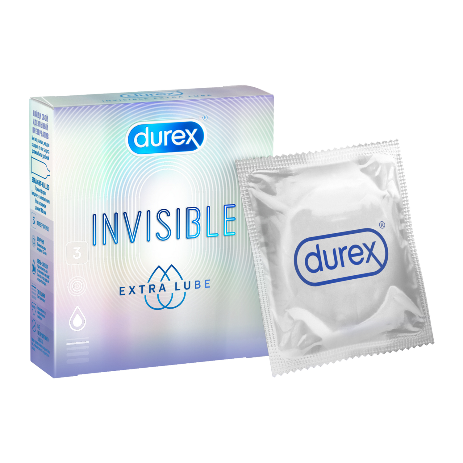 Презервативы Durex Invisible Extra Lube, 3 шт. презервативы из натурального латекса extra lube invisible durex дюрекс 3шт