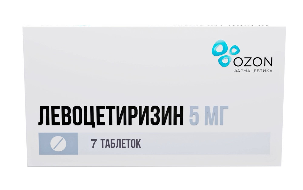 Левоцетиризин, таблетки в пленочной оболочке 5 мг, 7 шт.