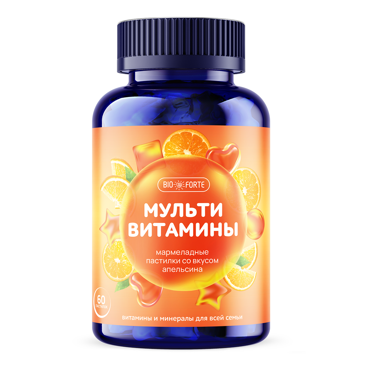 

Мультивитамины MultiForte, пастилки мармеладные жевательные (апельсин), 60 шт.