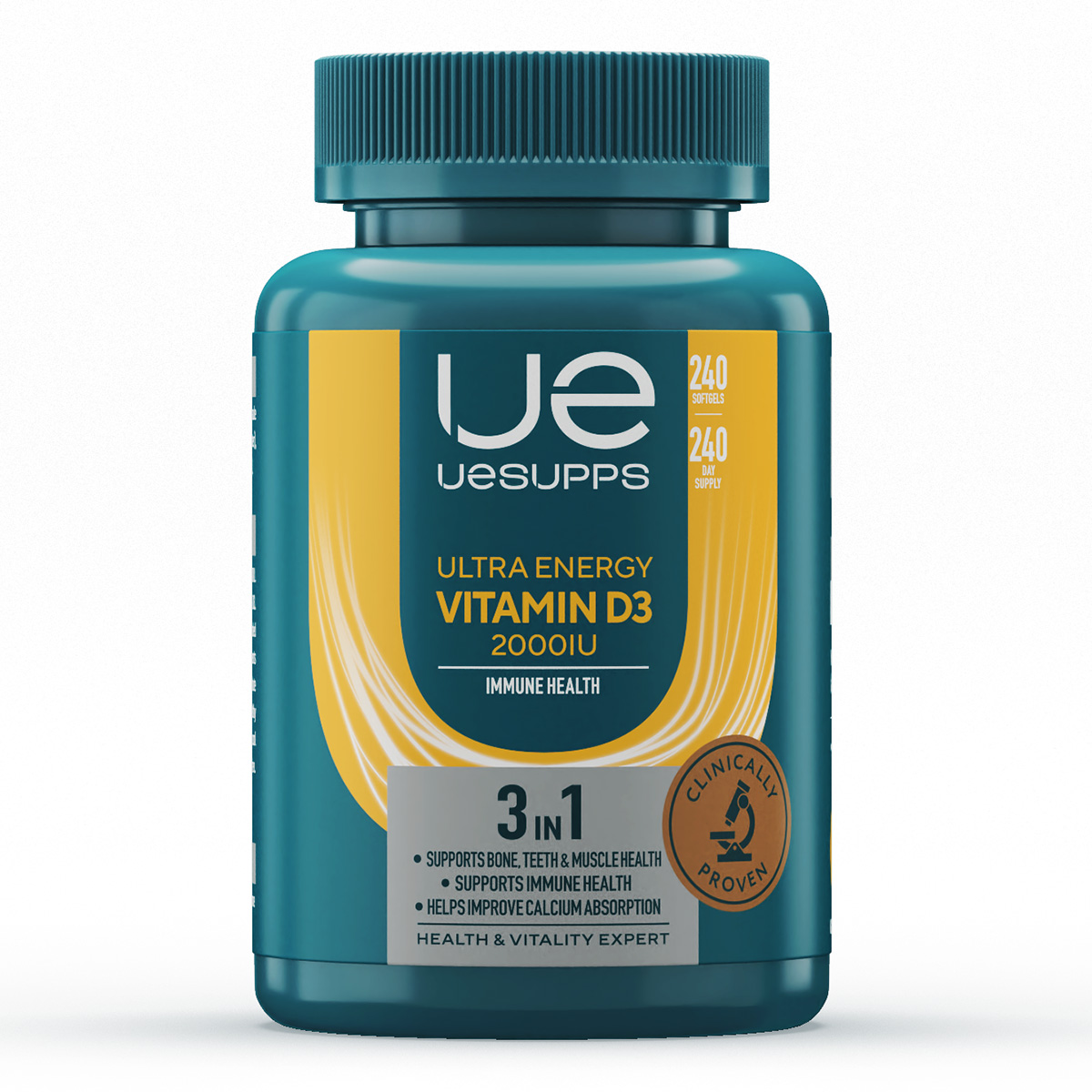 

UESUPPS Ультра Энерджи Витамин D3 2000 МЕ, капсулы, 240 шт.