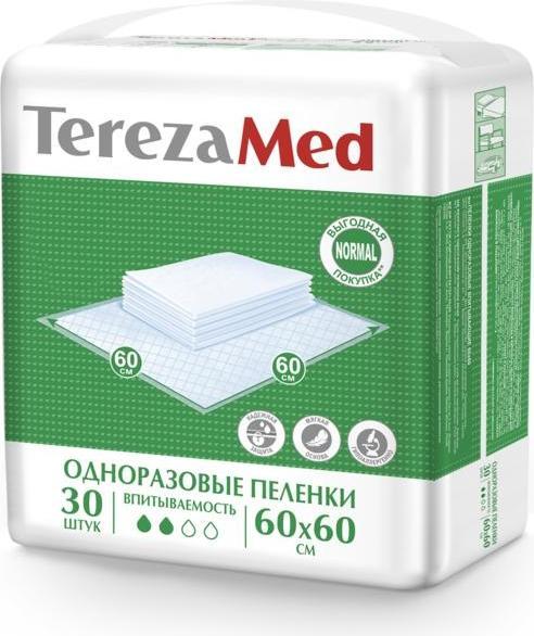 TerezaMed Normal, пеленки одноразовые 60 см x 60 см Normal (2 капли), 30 шт.