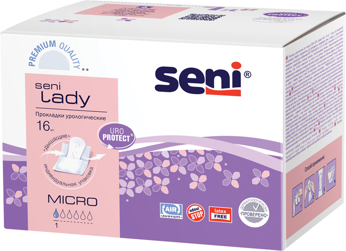 Seni Lady Micro, прокладки урологические, 16 шт. тена lady прокладки урологические слим экстра плюс 8 шт