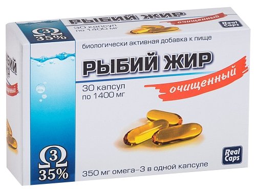Рыбий жир очищенный, капсулы 1400 мг (РеалКапс), 30 шт. pl рыбий жир с витаминами а д е детский капсулы 300 мг 100 шт