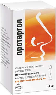 

Протаргол, таблетка д/приг раствора (с крышкой-пипеткой), 200 мг