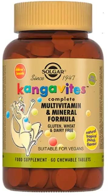 Солгар Кангавитес с мультивитаминами и минералами (тропический фрукт), таблетки, 60 шт. солгар пиколинат цинка таб 22мг 100