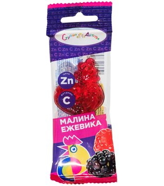 Петушок, карамель с цинком и витамином С (ежевика и малина), 17 г