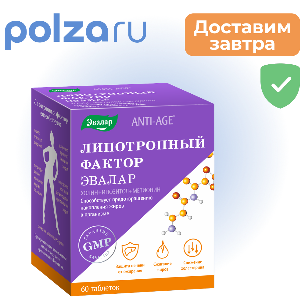 

Липотропный фактор, таблетки покрыт. плен. об., 60 шт.