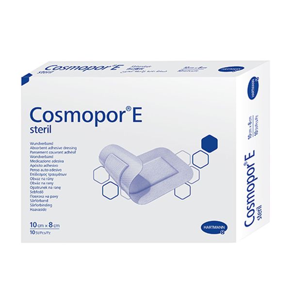 Cosmopor E, повязка стерильная пластырного типа, 10 см х 8 см, 10 шт. повязка cosmopor e на рану самоклеящаяся стерильная 10 х 35см 1 шт