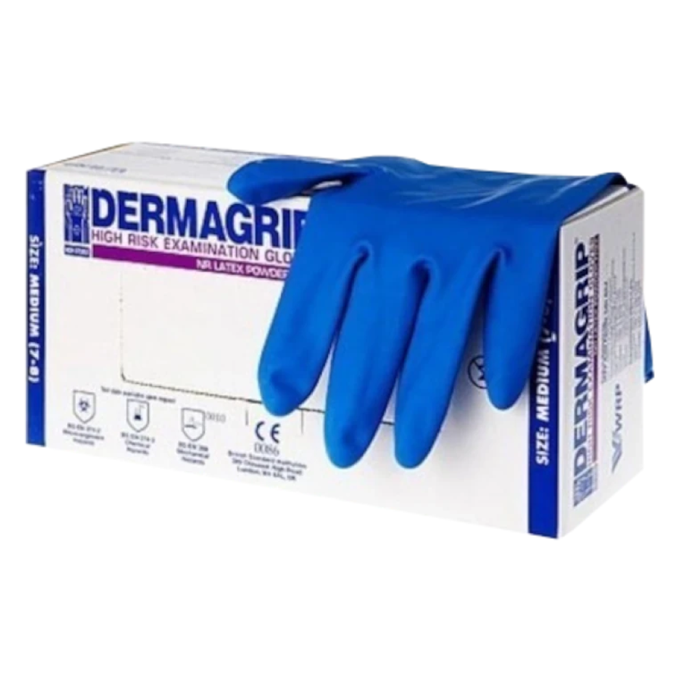 Dermagrip High risk, перчатки латексные неопудренные, размер М, 25 шт.