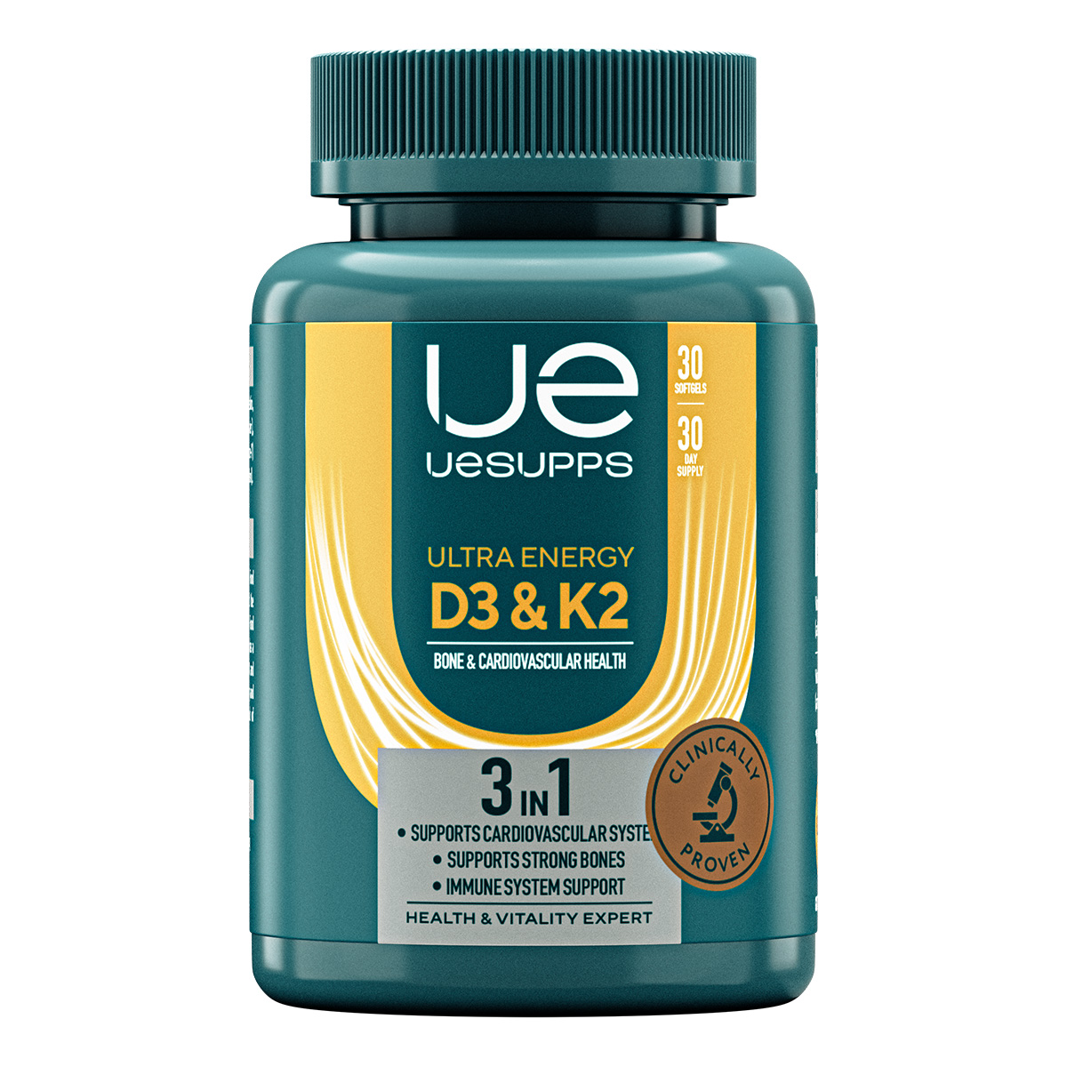 

UESUPPS Ультра Энерджи Витамин D3 и К2, капсулы, 30 шт.