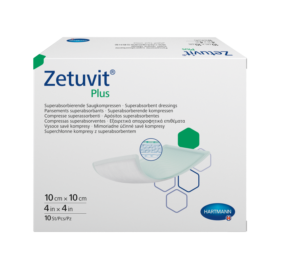 Hartmann Zetuvit Plus, повязка стерильная суперабсорбирующая 10 х 10 см, 10 шт.