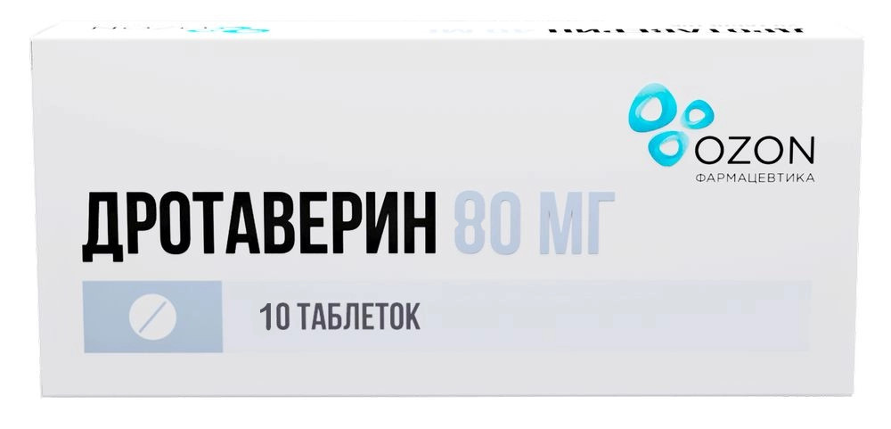 Дротаверин, таблетки 80 мг, 10 шт. дротаверин таблетки 80 мг 10 шт