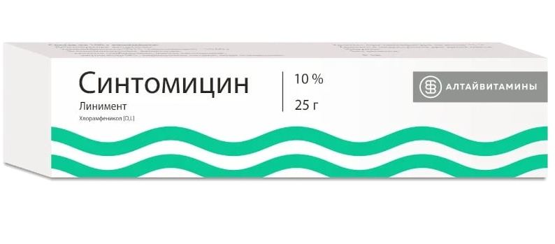Синтомицин, линимент 10% (Алтайвитамины), 25 г сустэффект биоактив линимент 50г