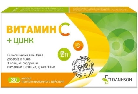 Витамин С Цинк капсулы 500 мг10 мг 30 шт 368₽