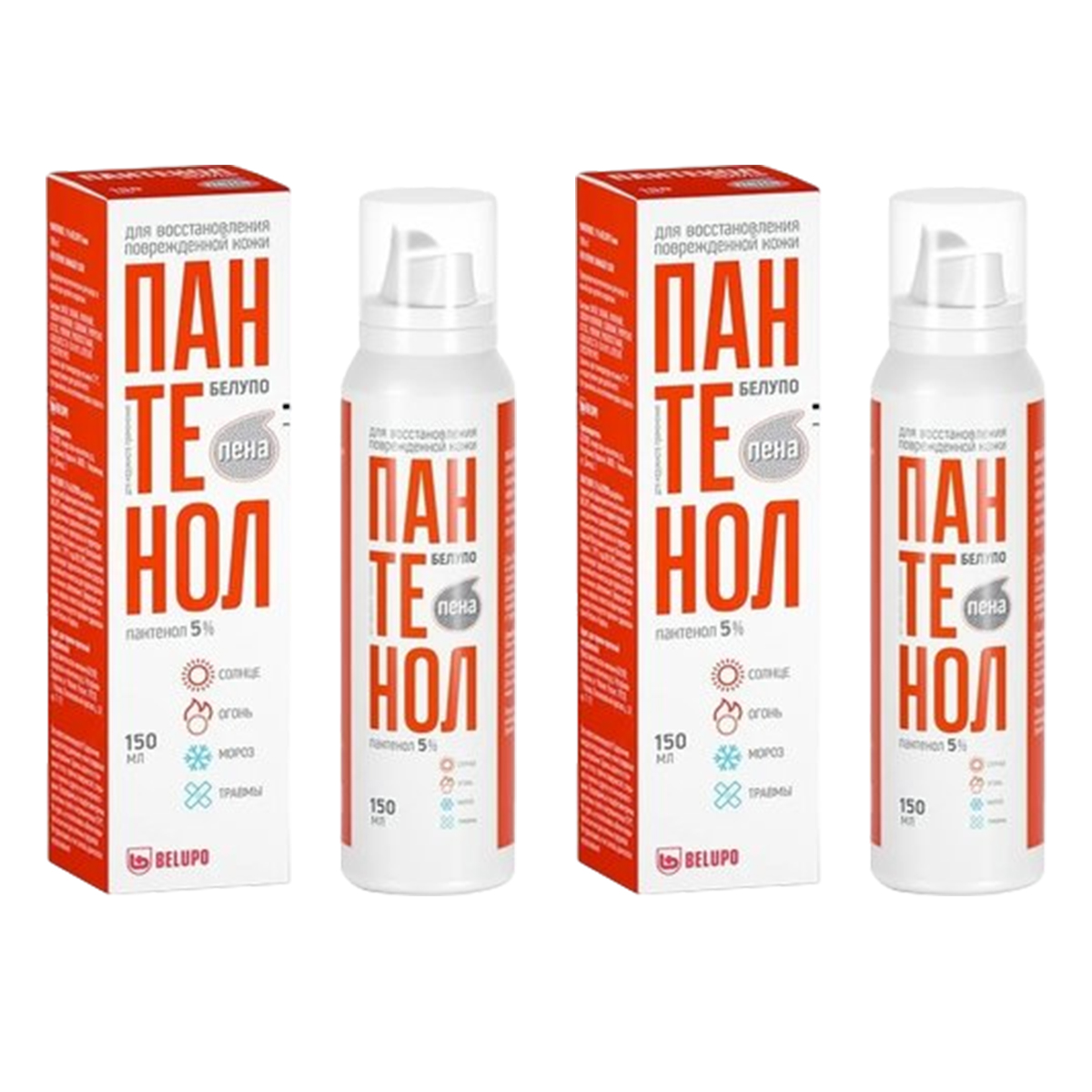 

Набор 2х уп Пантенол Белупо пена 5% 150мл