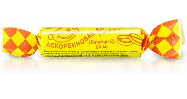 

Аскорбиновая кислота с сахаром, таблетки, 10 шт.