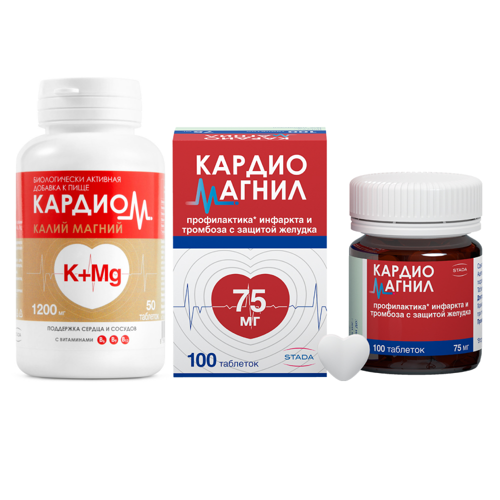 

Набор Кардиомагнил 100шт и КардиоМ Калий+Магний 1200мг