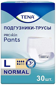Тена ПроСкин Пантс Нормал, подгузники-трусы для взрослых (L), 30 шт. (арт. 231676)