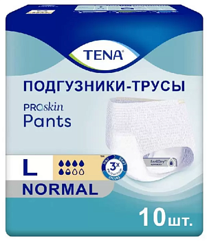 Тена ПроСкин Пантс Нормал, подгузники-трусы для взрослых (L), 10 шт. (арт. 231707)
