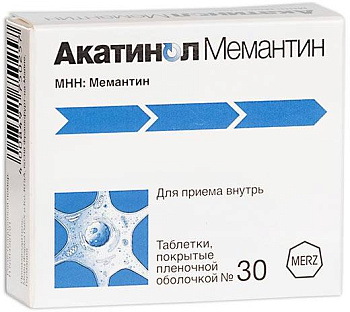 Акатинол Мемантин, таблетки покрыт. плен. об. 10 мг, 30 шт. (арт. 210165)
