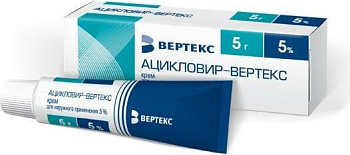 Ацикловир-Вертекс, крем 5%, 5 г (арт. 210300)
