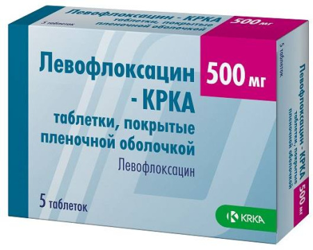 Левофлоксацин-КРКА, таблетки покрыт. плен. об. 500 мг. 5 шт. (арт. 211135)