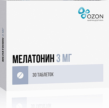 Мелатонин, таблетки покрыт. плен. об. 3 мг, 30 шт. (арт. 227112)