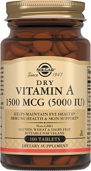 Солгар Сухой витамин А, таблетки 1500 мкг, 100 шт. (арт. 216098)