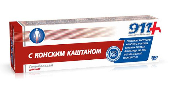 911 гель-бальзам для ног с Конским каштаном, 100 мл Москва POLZAru интернет-аптека