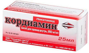 Кордиамин капли д/внут прим 250 мг/мл фл 30 мл х1