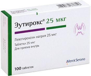 Эутирокс, таблетки 25 мкг, 100 шт. (арт. 208124)