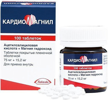 Кардиомагнил, таблетки 75 мг+15.2 мг, 100 шт. (арт. 219909)