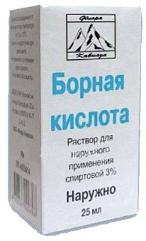 Борная кислота, раствор спиртовой 3%, 25 мл (арт. 217753)