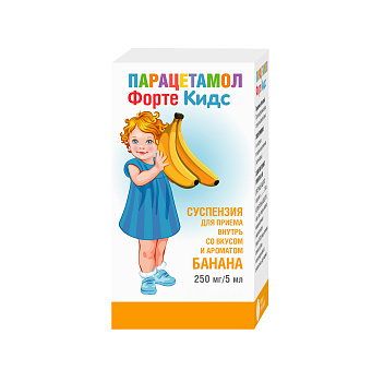 Парацетамол ФортеКидс, суспензия для внутреннего применения (Банан) 250 мг /5 мл, 80 мл (арт. 279034)
