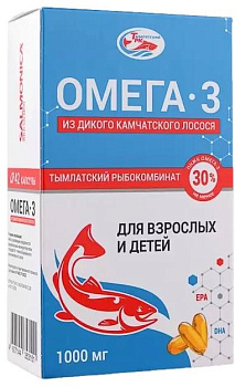 Омега-3 из дикого камчатского лосося для взрослых и детей, капсулы 1000 мг, 42 шт. (арт. 233565)