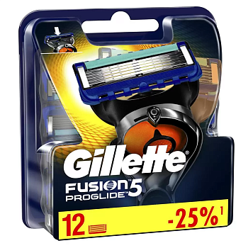 Gillette Fusion ProGlide, сменные кассеты, 12 шт. (арт. 289851)