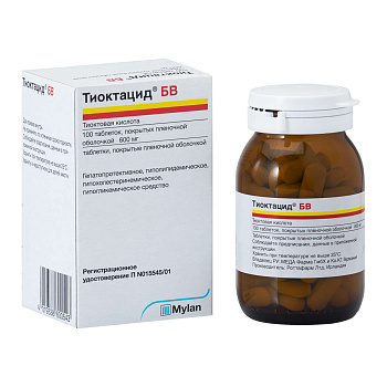 Тиоктацид БВ, таблетки покрыт. плен. об. 600 мг, 100 шт. (арт. 210170)