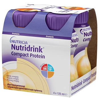 Нутридринк Компакт Протеин, согревающий вкус имбиря и тропических фруктов, бутылка 125 мл, 4 шт. (арт. 293281)