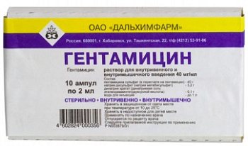 Гентамицин, раствор 40 мг/мл, ампулы 2 мл, 10 шт. (арт. 175935)