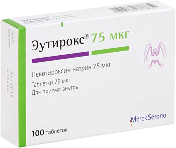 Эутирокс, таблетки 0.075 мг, 100 шт. (арт. 172343)