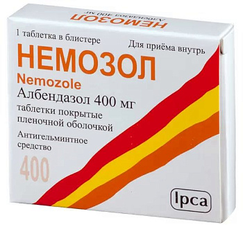 Немозол, таблетки покрыт. плен. об. 400 мг, 1 шт. (арт. 182868)