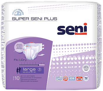 Seni Super Plus, подгузники для взрослых (L), 10 шт. (арт. 183345)