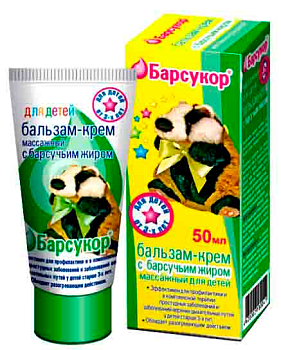 Барсукор, бальзам-крем с барсучьим жиром массажный для детей, 50 мл (арт. 169658)