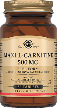 Солгар L-карнитин, таблетки 500 мг, 30 шт. (арт. 216102)